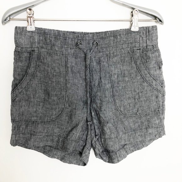 Athleta 100% Linen Heathered Flint Grey Shorts - 0 - Picture 5 of 11